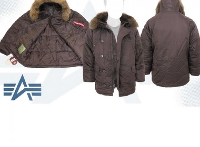 Куртка утеплённая N-3B Parka Alpha Industries Gun Metal, натуральный мех, L