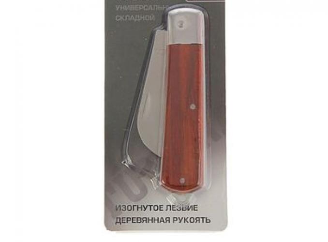 Нож универсальный TUNDRA basic деревянная рукоятка. складной, изогнутое лезвие 200 мм