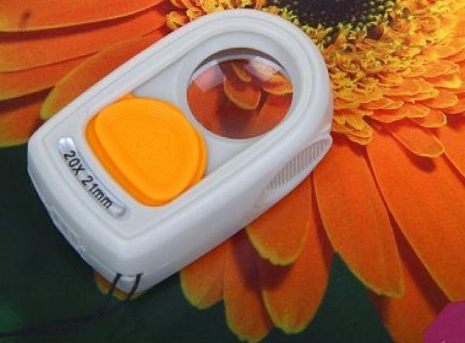 лупа компактная х10 LED, компас, петля для ношения d=21мм,  3,5*5,5см