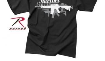 Винтажная черная футболка MARINES GUN  