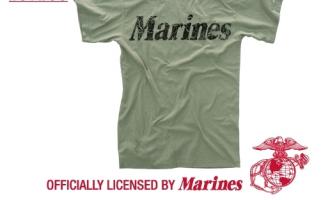 Винтажная оливковая футболка MARINES 