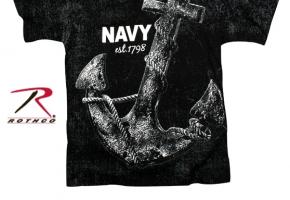 Винтажная черная футболка NAVY ANCHOR 