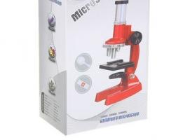Микроскоп х100,200,300 пластик(лупа и 1 стекло) красный 16,5х8,5х5,5 см