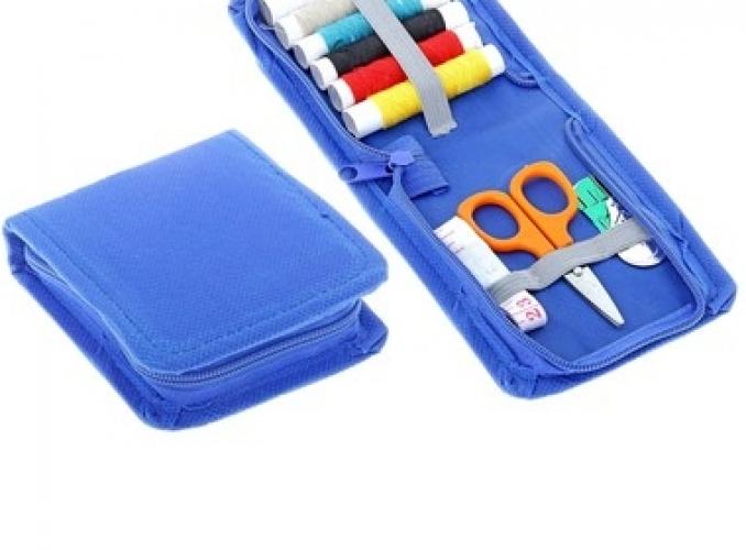 Набор для шитья в футляре, 10 предметов, цвет синий