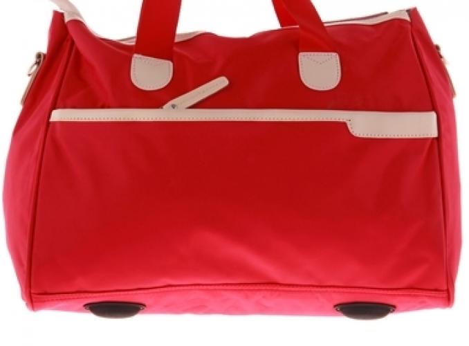 Сумка дорожная Путешествие 1 отдел, 2 наружных кармана, длинный ремень, малиновый