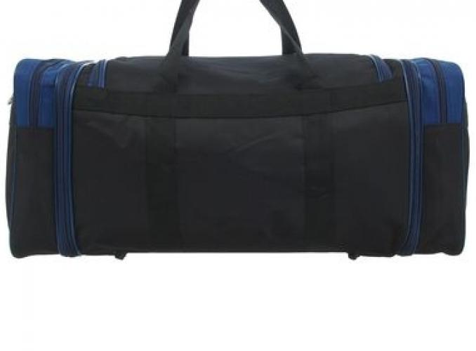 Сумка дорожная на молнии, трансформер, 1 отдел, 3 наружных кармана, длинный ремень, рисунок МИКС, чёрный/синий