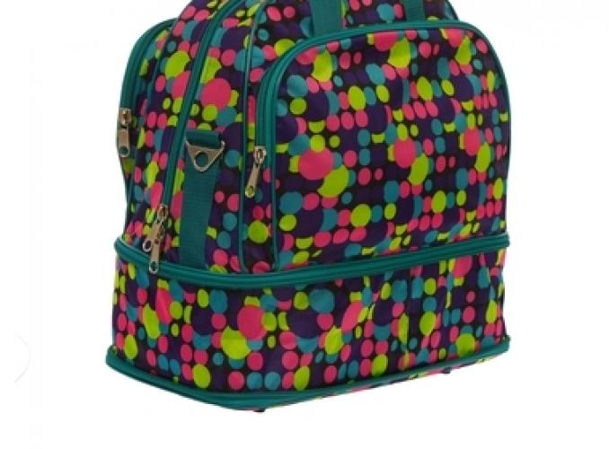 Сумка дорожная на молнии Горох, трансформер, 1 отдел, 2 наружных кармана, длинный ремень, разноцветная