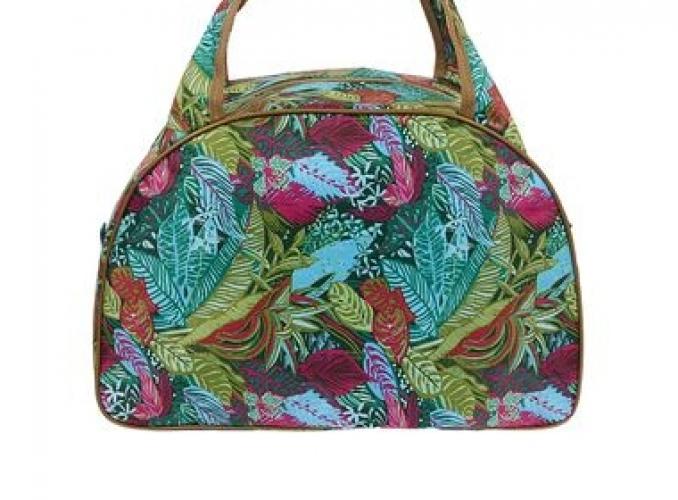 Сумка женская на молнии Салатовые листочки, 1 отдел, зелёная