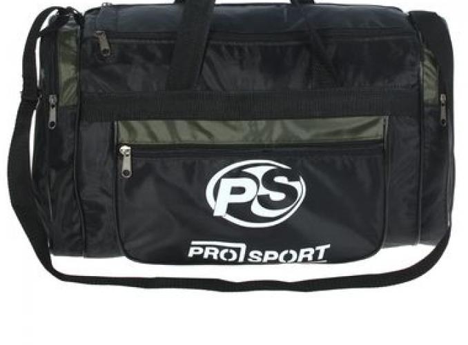 Сумка спортивная 40*20*22, 1 отд на молнии, черный/хаки