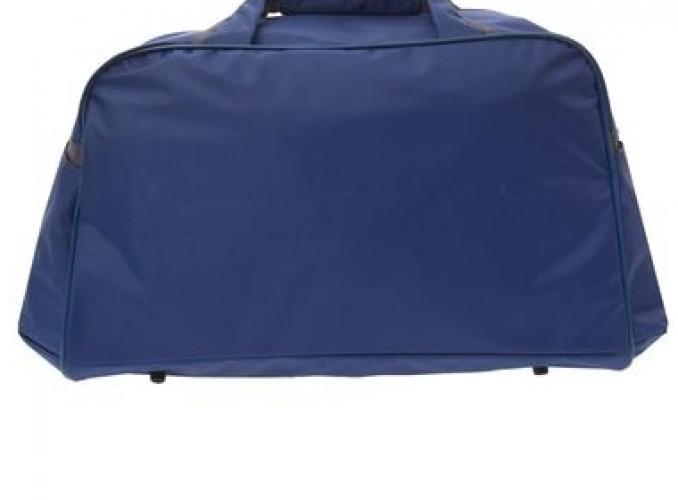 Сумка дорожная на молнии, 1 отдел, 3 наружных кармана, длинный ремень, синий/серый