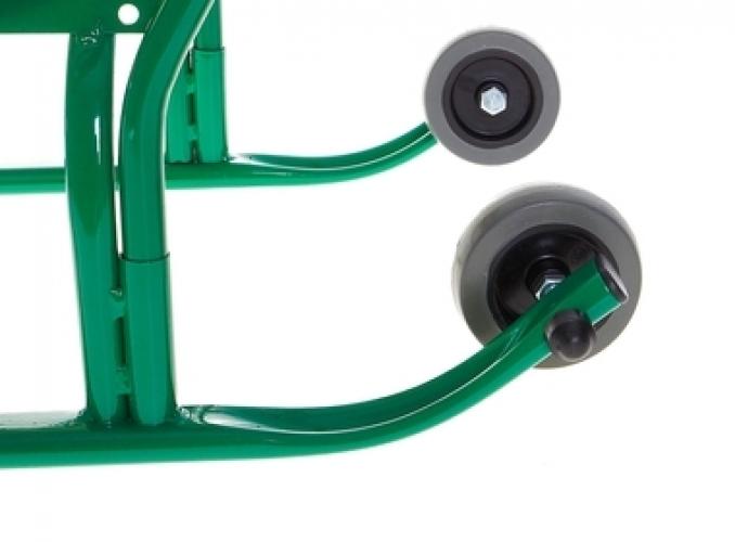 Санки Кирюша-7К с толкателем, колёсиками, цвет зелёный