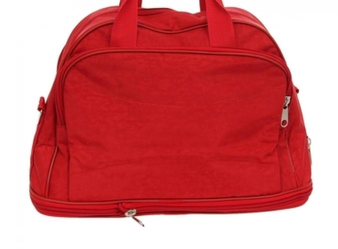 Сумка дорожная на молнии, трансформер, 1 отдел, 2 наружных кармана, длинный ремень, красная