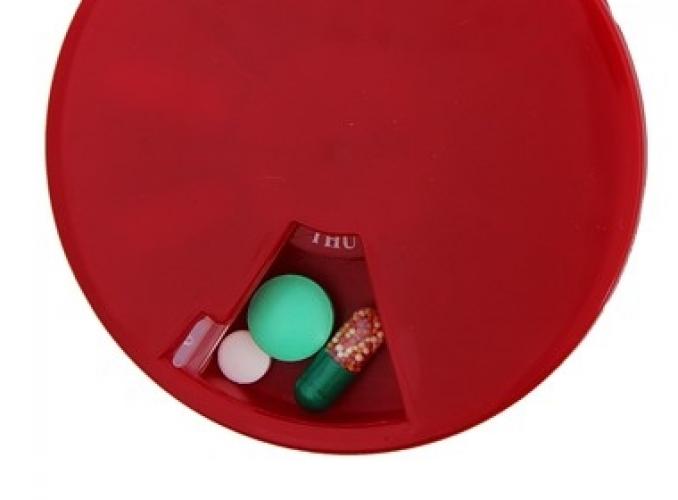 Таблетница Карусель, 7 секций, красный