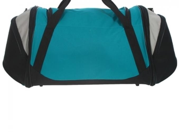 Сумка дорожная на молнии, трансформер, 1 отдел, 3 наружных кармана, длинный ремень, чёрный/бирюзовый/серый
