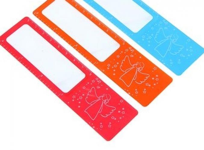 Лупа сувенирная-закладка с линейкой х4, цвета МИКС