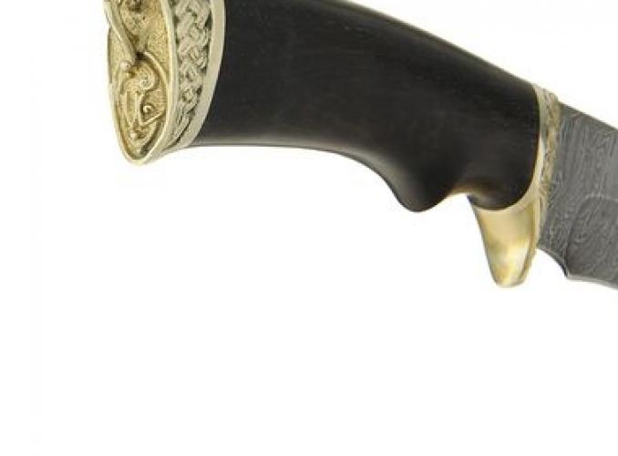 Нож нескладной Близнец, дамасская сталь, рукоять- черное дерево, литье