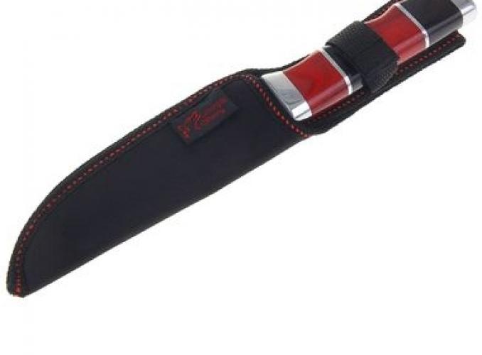 Нож с ручкой под дерево 25,4*1,8*3 см. узор в виде двух черных полосок