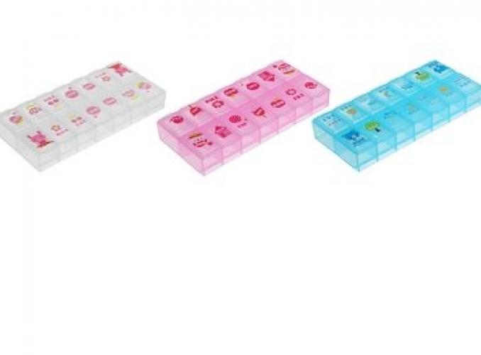 Таблетница Неделька, 14 секций, МИКС