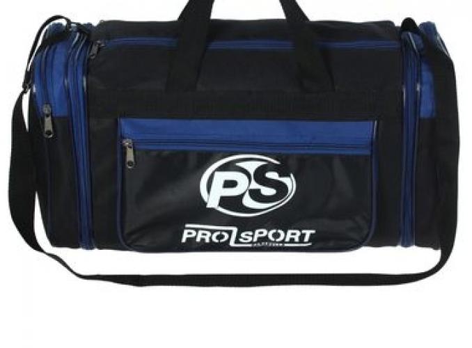 Сумка спортивная 41*19*24, 1 отдел на молнии, 3 н/кармана, синий/черный
