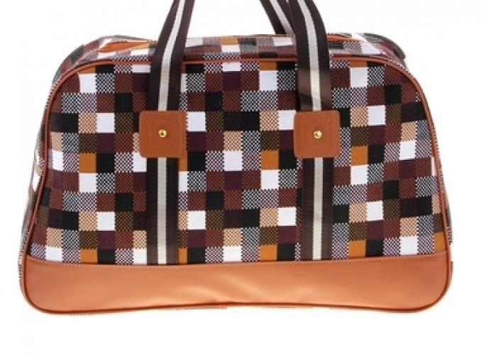 Сумка дорожная Клетка, 1 отдел, коричневая