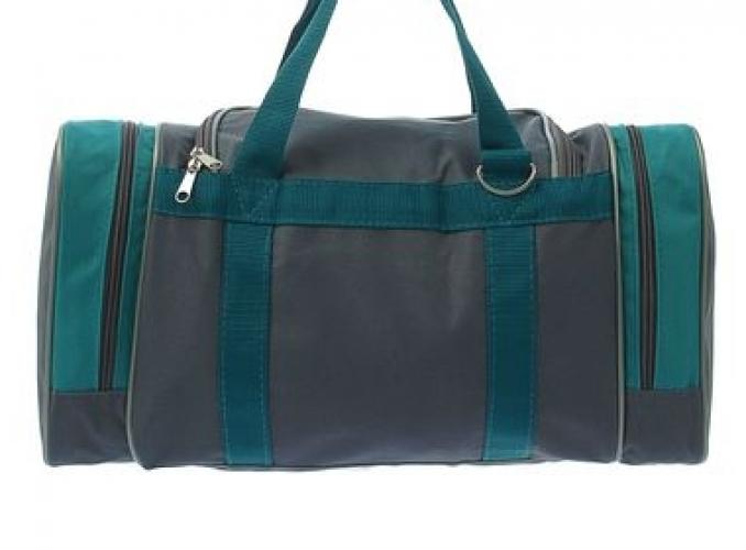 Сумка дорожная на молнии, 1 отдел, 3 наружных кармана, длинный ремень, рисунок МИКС, бирюзовый/серый