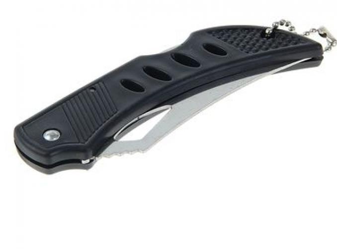 Нож складной с пластик. черной рукоятью,18 см, отверстие в лезвии, фиксатор бек-лок