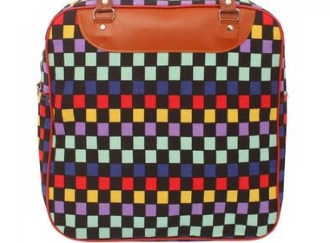 Сумка дорожная Клетка, 1 отдел, наружный карман, длинный ремень, цветная
