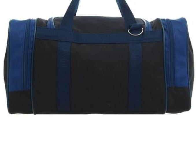 Сумка дорожная на молнии, 1 отдел, 3 наружных кармана, длинный ремень, рисунок МИКС, чёрный/синий