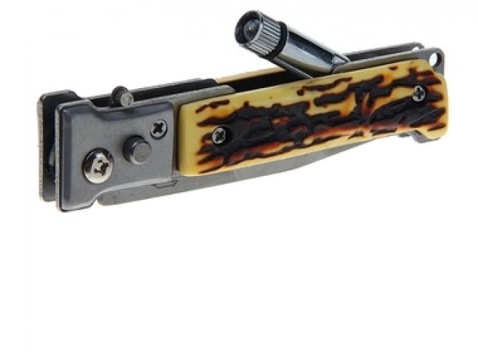 Нож складной автоматический с фонариком