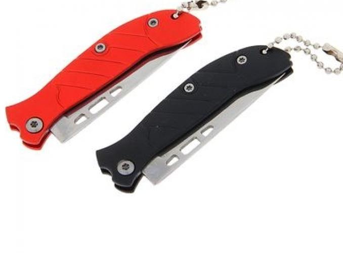 Нож складной неавтоматический, на рукояти насечки, цвета МИКС