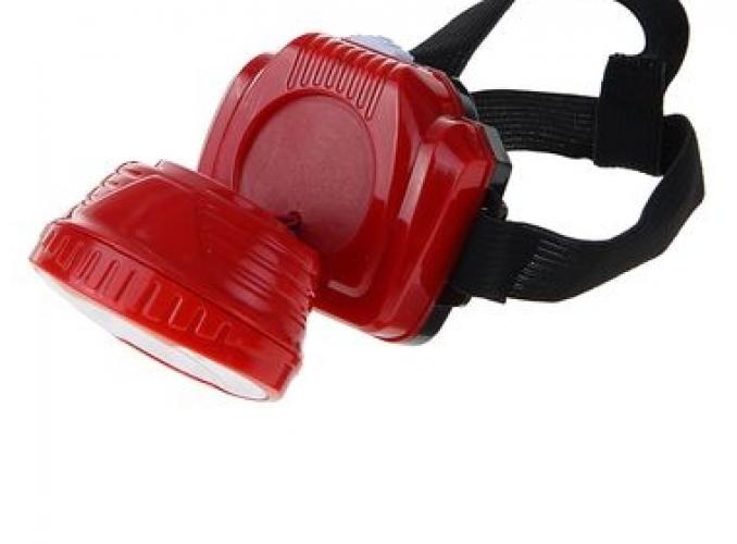 Фонарь налобный красный, двухрежимный сверхмощный диод 1W, 6х7х6,5 см, микс