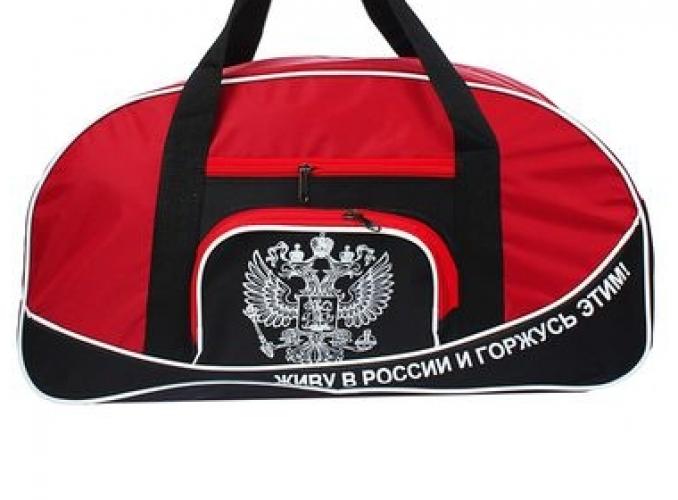 Сумка спортивная на молнии КОЛОРИТ РОССИЯ, 1 отдел, 4 наружных кармана, красный/синий