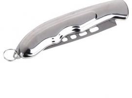 Нож складной неавтоматический сувенирный, лезвие с отверстиями, рукоять волна