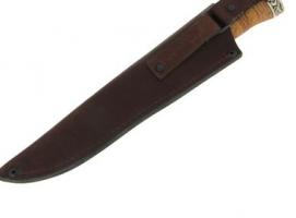 Нож нескладной Путник, дамасская сталь, рукоять-береста, литье