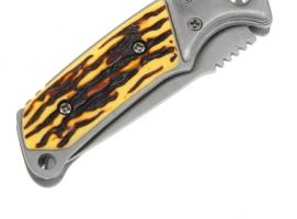 Нож складной автоматический с фиксатором, рукоять тигр