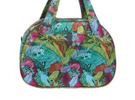 Сумка спортивная на молнии Листочки, 1 отдел, 1 наружный карман, зелёная