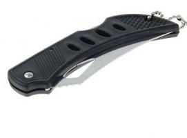 Нож складной с пластик. черной рукоятью,18 см, отверстие в лезвии, фиксатор бек-лок