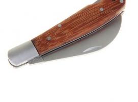 Нож складной неавтоматический с фиксатором, рукоять дерево с петелькой