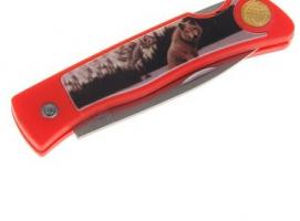 Нож складной неавтоматический с фиксатором Волк в лесу, 15 см микс