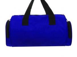 Сумка спортивная на молнии  Классика, 1 отдел, 3 наружных кармана, длинный ремень, синяя
