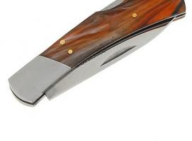 Нож складной с фиксатором, рукоять янтарная