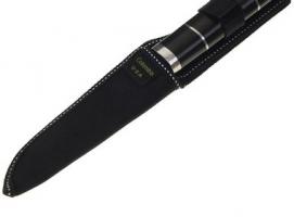 Нож разделочный, рукоять дерево, 3 металлических кольца, д.л. 13,6 см, д.р. 12 см