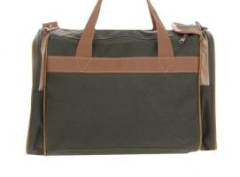 Сумка дорожная на молнии, 1 отдел, 3 наружных кармана, длинный ремень, цвет хаки/бежевый