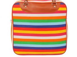 Сумка дорожная Полоски, 1 отдел, наружный карман, длинный ремень, цветная