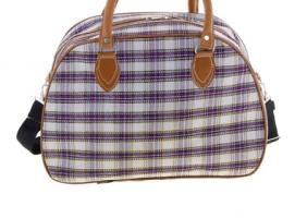 Сумка дорожная Саквояж, 1 отдел, 2 наружных кармана, длинный ремень, сиреневый