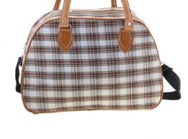 Сумка дорожная Саквояж, 1 отдел, 2 наружных кармана, длинный ремень, кофейный