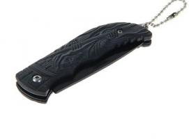 Нож складной с пластик. черной рукоятью Смерть с косой,15 см, цепочка