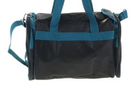 Сумка дорожная на молнии, 1 отдел, 3 наружных кармана, длинный ремень, чёрный/бирюзовый