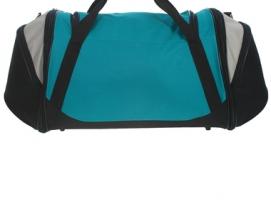 Сумка дорожная на молнии, трансформер, 1 отдел, 3 наружных кармана, длинный ремень, чёрный/бирюзовый/серый