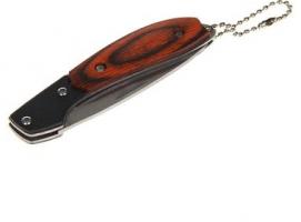 Нож складной неавтоматический сувенирный без фиксатора с карабином, рукоять дерево